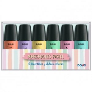 Dohe Pack de 6 Mini Marcadores Fluorescentes Pastel - Punta Biselada con Trazo de 1-5 mm - Colores Surtidos