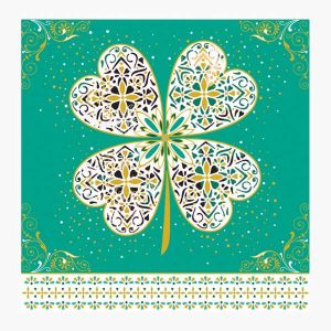 Pictura Tarjeta Arabesque - 16x16cm - Tematica Trebol de Cuatro Hojas - Tarjeta Triptica sin Envoltorio - Incluido Sobre Blanco - Papel con Certificacion FSC