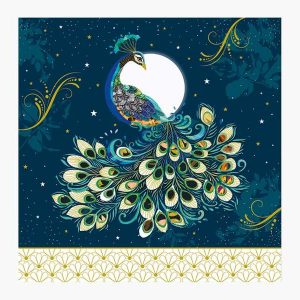 Pictura Tarjeta Arabesque - 16x16cm - Tematica Pavo Real - Tarjeta Triptica - Incluye Sobre Blanco - Papel con Certificacion FSC