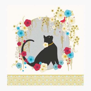 Pictura Tarjeta Arabesque - 16x16cm - Tematica Gato Negro - Tarjeta Triptica sin Envoltorio - Incluido Sobre Blanco - Papel con Certificacion FSC