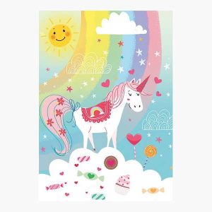 Pictura Tarjeta Zig-Zag - 15x22cm - Tematica Unicornio - Triptica sin Envoltorio - Incluye Sobre Blanco - Papel con Certificacion FSC