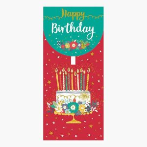 Pictura Tarjeta Money Cards - 9.6x21.3cm - Tematica Tarta de Cumpleaños - Embolsada Individualmente - Incluye Sobre Blanco - Papel con Certificacion FSC
