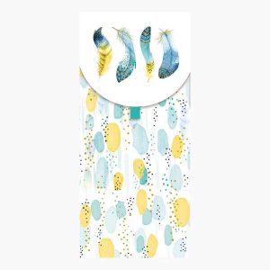 Pictura Tarjeta Money Cards - 9.6x21.3cm - Tematica de Plumas - Ideal para Regalar Cheques, Entradas o Dinero - Embolsada Individualmente - Incluye Sobre Blanco - Papel con Certificacion FSC