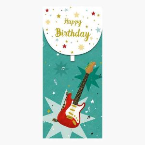 Pictura Tarjeta Money Cards - Tarjeta de Regalo Vertical - Tematica Guitarra - 9.6x21.3cm - Embolsada Individualmente en Celofan - Incluido Sobre Blanco - Papel con Certificacion FSC