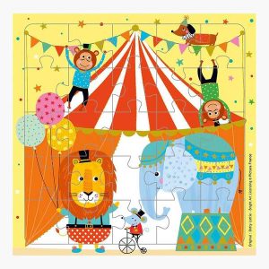 Pictura Tarjeta Puzzle - 15.5x15.5cm - Tematica Circo - 25 Piezas - Tarjeta Plegada Incluida - Embolsada en Celofan - Sobre Blanco Incluido - Papel con Certificacion FSC