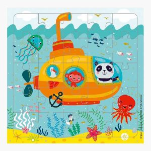Pictura Tarjeta Puzzle - 15.5x15.5cm - Tematica Submarino - 25 Piezas - Incluye Sobre Blanco - Certificacion FSC