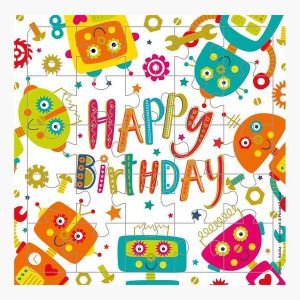 Pictura Tarjeta Puzzle - 15.5x15.5cm - Tematica de Robots - 25 Piezas - Incluye Tarjeta Plegada y Sobre Blanco - Certificacion FSC - Embolsada Individualmente