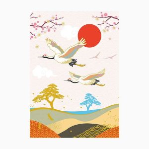 Pictura Zig-Zag Tarjeta Triptica de Felicitacion 15x22cm - Dieño Garzas - Incluye Sobre Blanco - Papel con Certificacion FSC