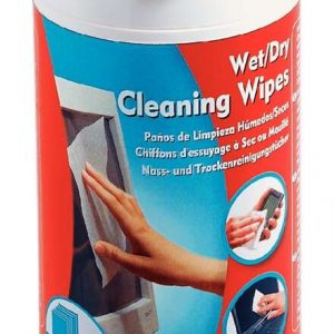 Esselte Bote de 50 Toallitas Secas y 50 Toallitas Humedas para Pantallas, Superficies Plasticas, Impresoras, Teclados, Telefonos y Equipos de Oficina