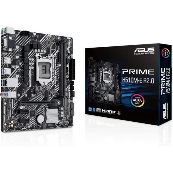 Asus Prime H510M-E R2.0 Placa Base Intel 1200 2x DDR4 - HDMI, VGA, PCIe 4.0, Ranura M.2 de 32 Gbps, Intel® 1GB Ethernet, USB 3.2 Gen 1 Tipo A, MicroATX