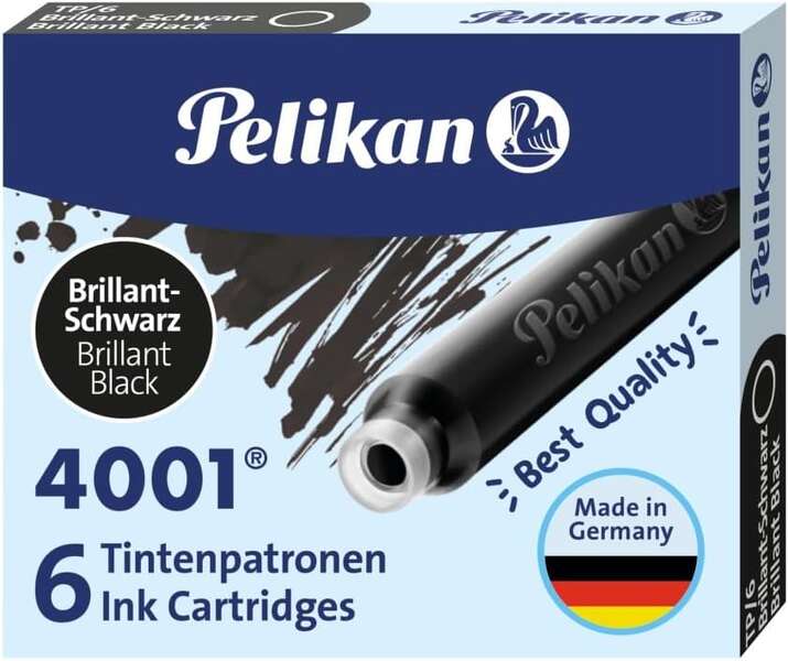 Pelikan 4001 TP/6 Pack de 6 Cartuchos - Tinta de Alta Calidad - Compatible con Plumas Estilograficas - Color Negro 1 Pelikan 4001 TP/6 Pack de 6 Cartuchos - Tinta de Alta Calidad - Compatible con Plumas Estilograficas - Color Negro