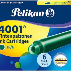Pelikan Caja de 6 Cartuchos 4001 TP/6 - Recambio para Pluma Estilografica - Color Verde Oscuro