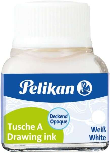 Pelikan Tinta China 523 10ml N.18 - 10ml - Resistente al Agua - Secado Rapido - Color Blanco 1 Pelikan Tinta China 523 10ml N.18 - 10ml - Resistente al Agua - Secado Rapido - Color Blanco