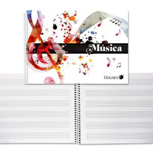 Golden Cuaderno de Musica con 20 Hojas - Interlineado de 3mm - Papel de 100gr