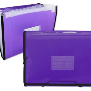 Ingraf Carpeta Frame Fuelle 13 Departamentos Tamaño A4 - Polipropileno Translucido - Gomas y Solapas - Color Morado