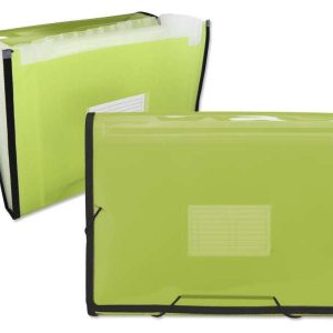Ingraf Carpeta Frame Fuelle 13 Departamentos Tamaño A4 - Polipropileno Translucido - Gomas y Solapas - Color Verde