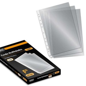 Ingraf Pack de 100 Fundas Multitaladro Folio Transparente 70 Micras - Acabado en Cristal
