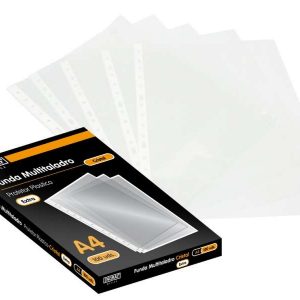 Ingraf Pack de 100 Fundas Multitaladro A4 Transparentes 70 Micras - Acabado en Cristal