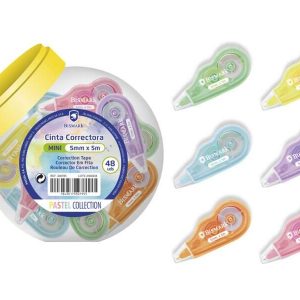 Bismark Mini Cinta Correctora Pastel 5mm x 5m - Correccion Instantanea - No Deja Huella en Fotocopias