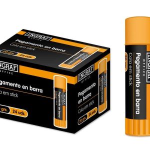 Ingraf Pegamento en Barra Adhesivo Solido 20gr - Sin Disolventes - Facil Aplicacion - Ideal para Oficina, Hogar y Colegio - Color Transparente