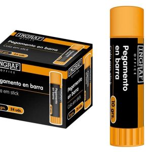 Ingraf Pegamento en Barra Adhesivo Solido 10gr - Sin Disolventes - Facil Aplicacion - Ideal para Oficina, Hogar y Colegio - Color Transparente
