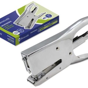 Bismark Grapadora de Tenaza Cromada - Capacidad de Grapado 40 Hojas - Diseño Ergonomico - Alta Durabilidad - Color Plata