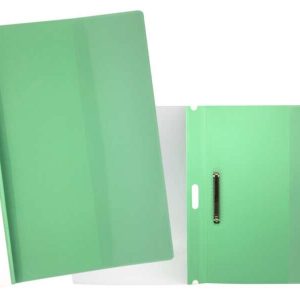 Yes Dossier con Fastener para 30 Hojas A4 - Portada Transparente, Trasera Verde - Fabricado en Polipropileno