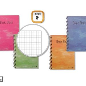 Golden Cuaderno Espiral 8º Natural (153x102mm) 80 Hojas 60gr Cuadricula - Margen Remarcado - Tapa Normal Plastificada - Colores Surtidos