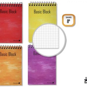 Golden Cuaderno Espiral Superior 8º Apaisado (153x102mm) 80 Hojas 60gr Cuadricula 4x4 - Tapa Plastificada - Margen Remarcado - Colores Surtidos