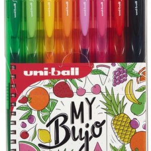 Uni-ball Signo RT1 UMN-155N Estuche de 8 Boligrafos Retractiles - Punta de Bola 0.7mm - Tinta de Gel Mejorada - Agarre de Goma - Color Surtido