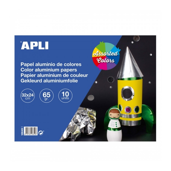 Apli Bloc de Papel de Aluminio - Ideal para Manualidades y Scrapbooking - 10 Hojas - Colores Surtidos