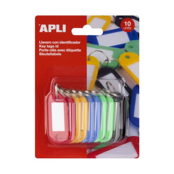 Apli Pack de 10 Llaveros con Etiqueta - Sistema Porta Etiquetas de Facil Apertura - Ideal para Oficinas, Almacenes y Hogar - Color Amarillo