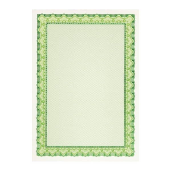 Apli Pack de 10 Hojas de Papel Certificado - Diseño de Concha - 115gr - Ideal para Certificados y Diplomas - Compatible con Impresoras y Escritura Manual - Color Verde Esmeralda