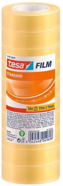 Tesa Tesafilm Standard Pack de 10 Cintas Autoadhesivas Transparentes 15mmx33m - Buena Adherencia y Alta Resistencia a la Luz UV - Sin PVC 1 Tesa Tesafilm Standard Pack de 10 Cintas Autoadhesivas Transparentes 15mmx33m - Buena Adherencia y Alta Resistencia a la Luz UV - Sin PVC