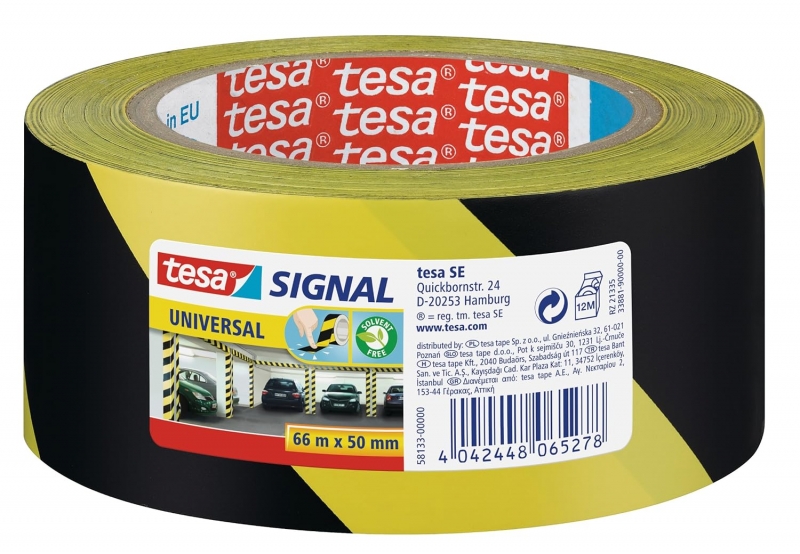 Tesa Cinta Adhesiva de Señalizacion 50mm x 66m - Ideal para Señalizar Obstaculos Permanentes - Adhesivo sin Disolventes - Color Amarillo/Negro 1 Tesa Cinta Adhesiva de Señalizacion 50mm x 66m - Ideal para Señalizar Obstaculos Permanentes - Adhesivo sin Disolventes - Color Amarillo/Negro