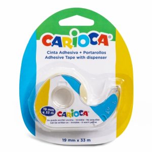 Carioca Portarollos + Cinta Adhesiva Transparente 19mm x 33m - No Amarillea con el Tiempo - Ideal para Papel y Carton