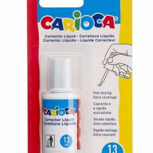 Carioca Corrector Liquido - Pincel de Nylon Suave y Preciso - Apto para Todo Tipo de Papel - Secado Rapido - Color Blanco