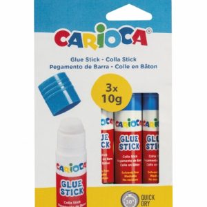 Carioca Pack de 3 Pegamentos de Barra - Ideal para Casa, Colegio y Oficina - Pega Papel, Fotos y Tejidos - sin Disolventes - Color Varios