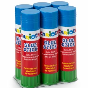 Carioca Pack de 6 Pegamento de Barra 40gr - Ideal para Casa, Colegio y Oficina - Pega Papel, Fotos, Tejidos y mas - sin Disolventes - Color Varios