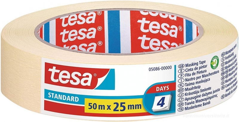 Tesa Standard Cinta de Pintor 25mm x 50m - Fabricada en Papel - Libre de Disolventes - No deja Residuos 1 Tesa Standard Cinta de Pintor 25mm x 50m - Fabricada en Papel - Libre de Disolventes - No deja Residuos