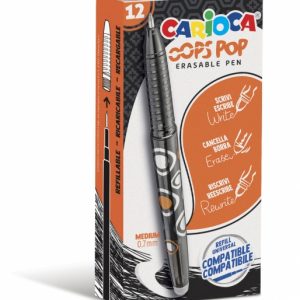 Carioca Oops Pop Boligrafos Borrables - Termo Sensible - Empuñadura Texturizada - Punta de Ø 0.7mm - Doble Goma - Recambios Compatibles - Color Negro