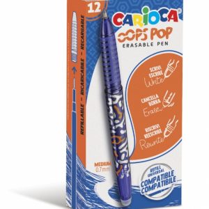 Carioca Oops Pop Boligrafos Borrables - Termo Sensible - Empuñadura Texturizada - Punta de Ø 0.7mm - Doble Goma - Recambios Compatibles - Color Azul