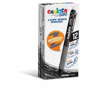 Carioca Oops Boligrafos Borrables - Tinta Termo Sensible - Empuñadura Ergonomica Triangular - Punta de Ø 0.7mm - Recambios Compatibles - Color Negro