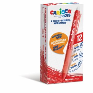 Carioca Oops Boligrafos Borrables - Tinta Termo Sensible - Empuñadura Ergonomica Triangular - Punta de Ø 0.7mm - Recambios Compatibles - Color Rojo