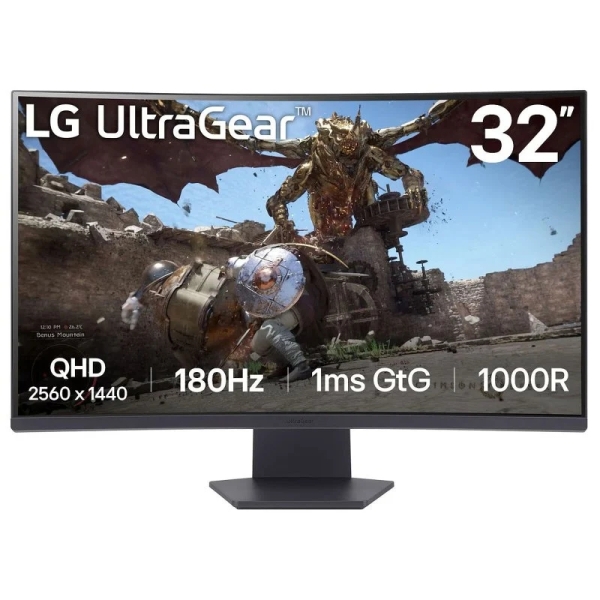 LG UltraGear Monitor 31.5" Curvo 1000R LED VA QHD FreeSync 180Hz - Respuesta 1ms - 16:9 - HDMI, DisplayPort - VESA 100x100mm