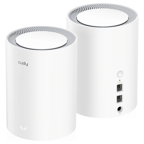 Cudy AX3000 Pack de 2 Sistemas WiFi 6 Mesh AX3000 2.5G Dual Band - Admite Ancho de Banda de 20/40/80/160MHz - 1x Puerto LAN 10/100/1000Mbps, 1x Puerto WAN 2.5Gbps - 5 Antenas Internas