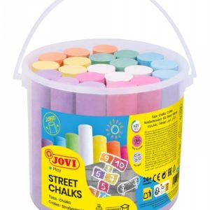 Jovi Street Chalks Bote 21 Tizas Jumbo - Especiales para Dibujar en El Suelo - Tizas Redondas - Facil Eliminacion con Agua - Poco Resto de Polvo en Las Manos - Color Surtido