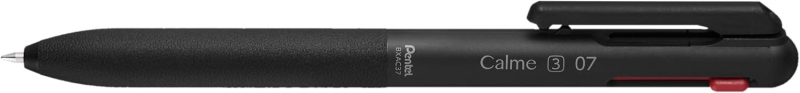 Pentel Calme Boligrafo Retractil de 3 Colores 0.7mm - Cuerpo Color Negro - Colores Tinta Azul, Rojo y Negro