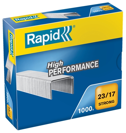 Rapid Strong Caja de 1000 Grapas 23/17 - De 110 a 140 Hojas - Alambre Reforzado Galvanizado - Patilla de 17mm 1 Rapid Strong Caja de 1000 Grapas 23/17 - De 110 a 140 Hojas - Alambre Reforzado Galvanizado - Patilla de 17mm