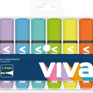 Molin Viva Pack de 8 Marcadores Fluorescentes - Trazo entre 1 y 5mm - Tinta con Base de Agua - Colores Surtidos